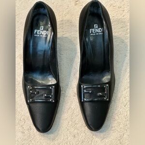 Fendi Black Satin Heels Sleek Design High Quality